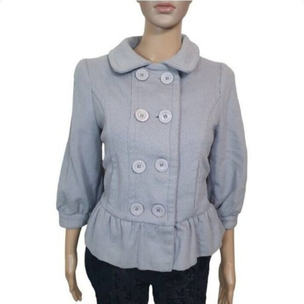 Alannah Hill Coat Jacket Wool  &  Chmere blend grey peplum pleated